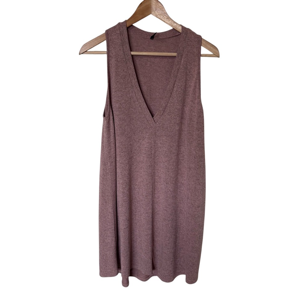 Riller Women‎ Size 1 Mauve Heathered V Neck Sleeveless Mini Dress Made USA